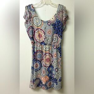 Red and Blue Medallion Dress Size Medium